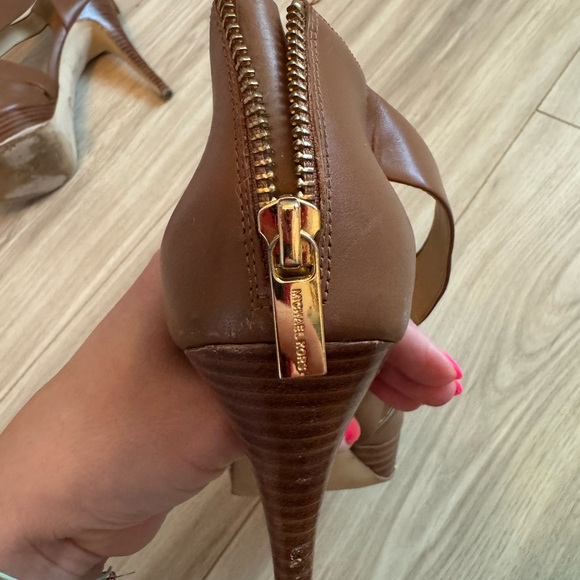 Michael Kors Camel Stiletto Peep-Toe Heels - Picture 7 of 7